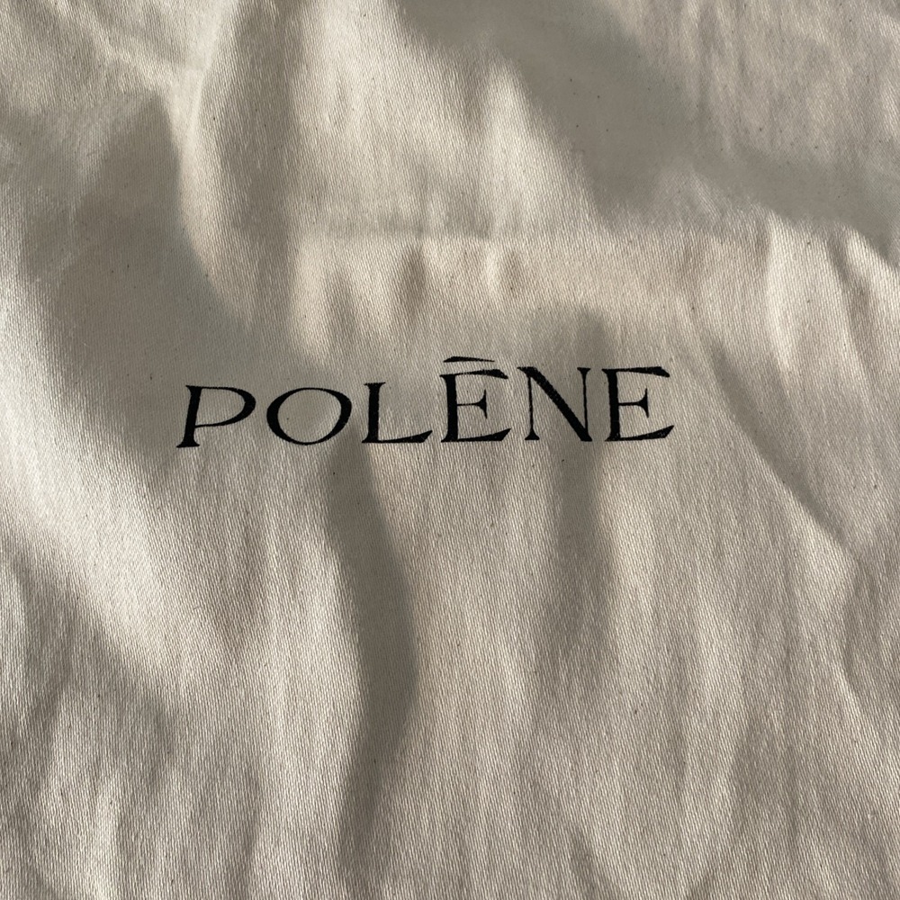Poléne Dust Bag Cream/Ivory w/ Black Drawstring Logo COTTON Medium 14x12 EUC - Picture 2 of 7